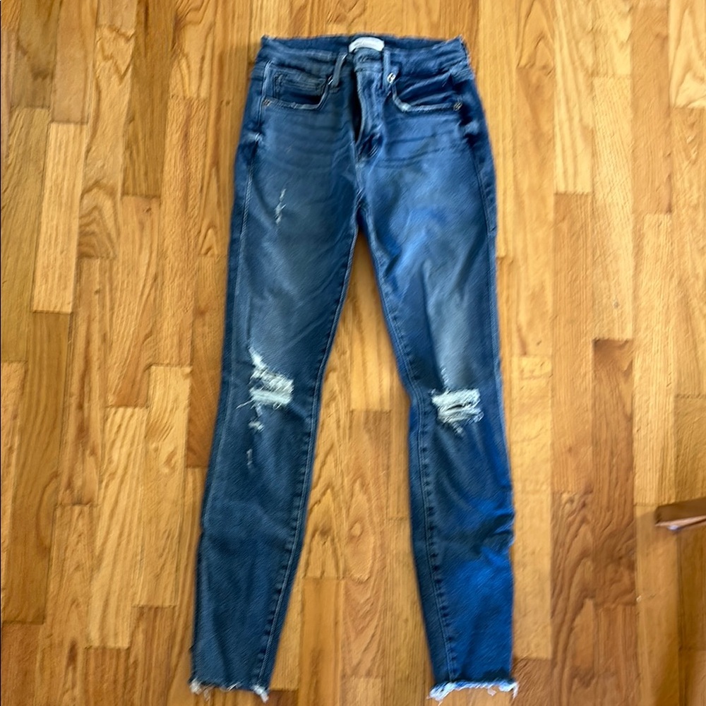 Good American Blue Skinny Jeans Distressed
